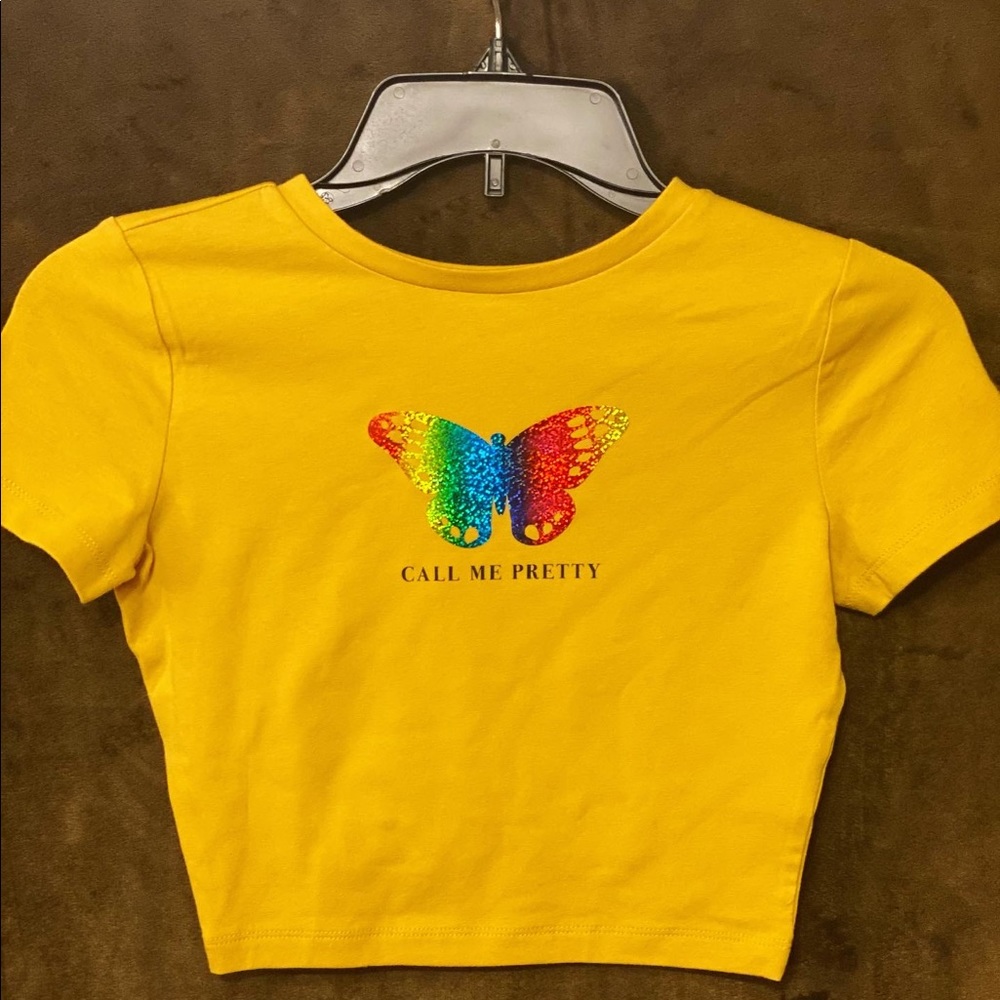 Mustard/deep yellow crop top Custom designed from pretty girl rack -hand pressed